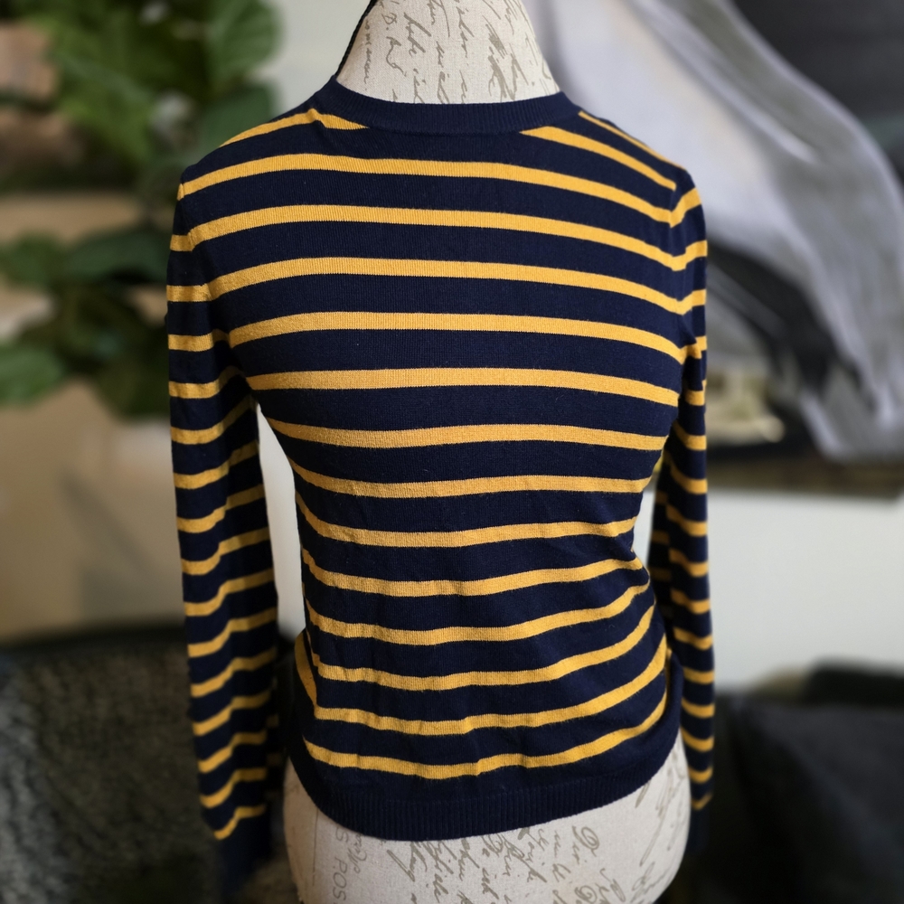 Forever 21 Navy and Yellow Striped Knit